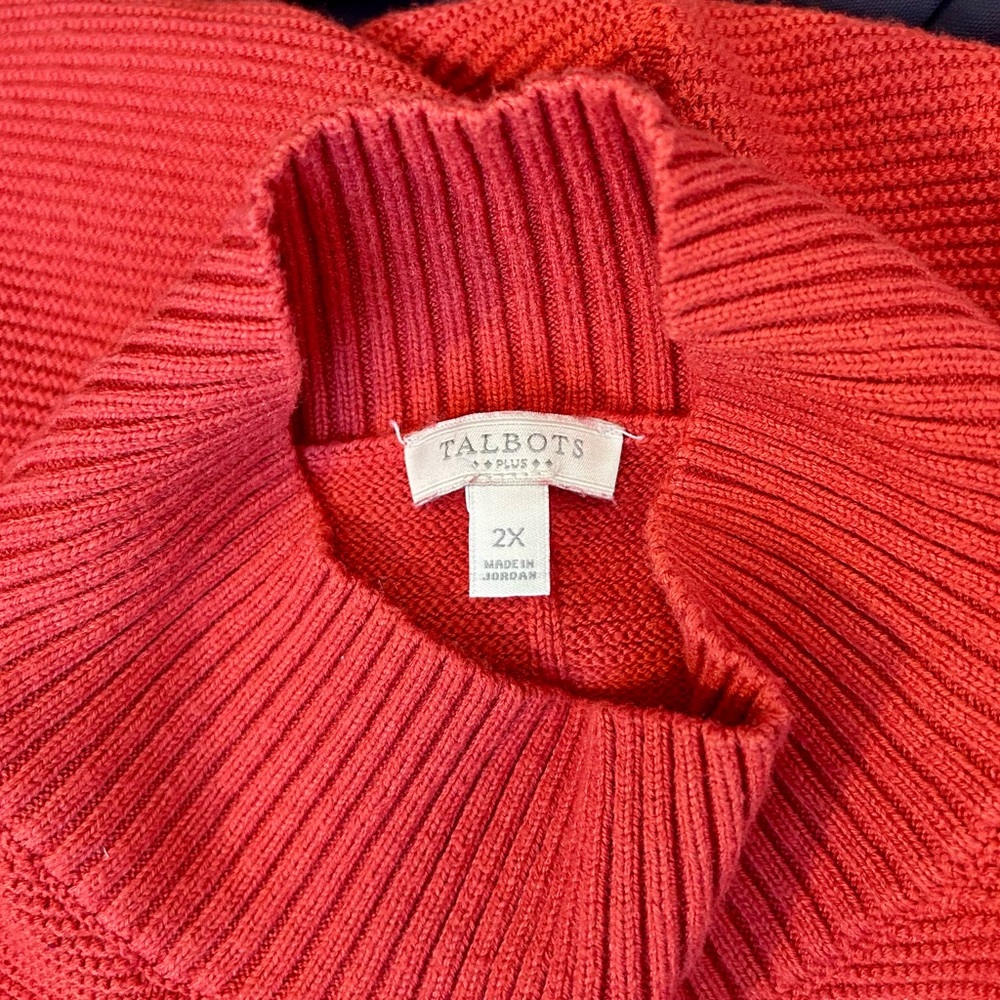 Talbots Burnt Orange Ribbed Sweater 2X - Picture 2 of 5